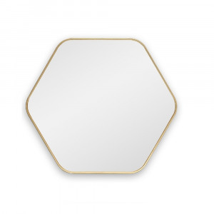 Шестиугольное зеркало в золотой тонкой раме Hexagon S Gold (Хексаген) Smal 60*54 см